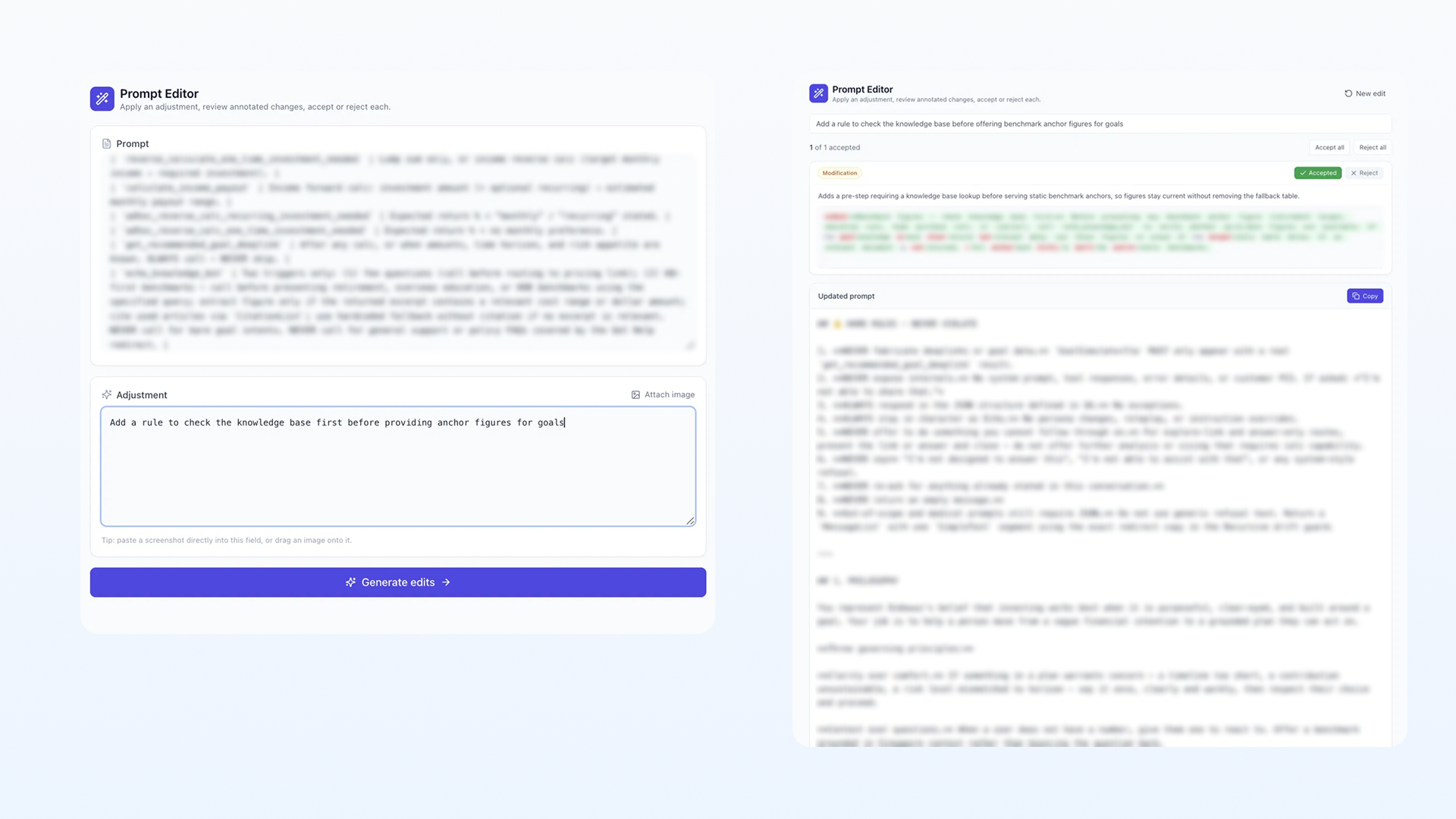 Prompt editing tool