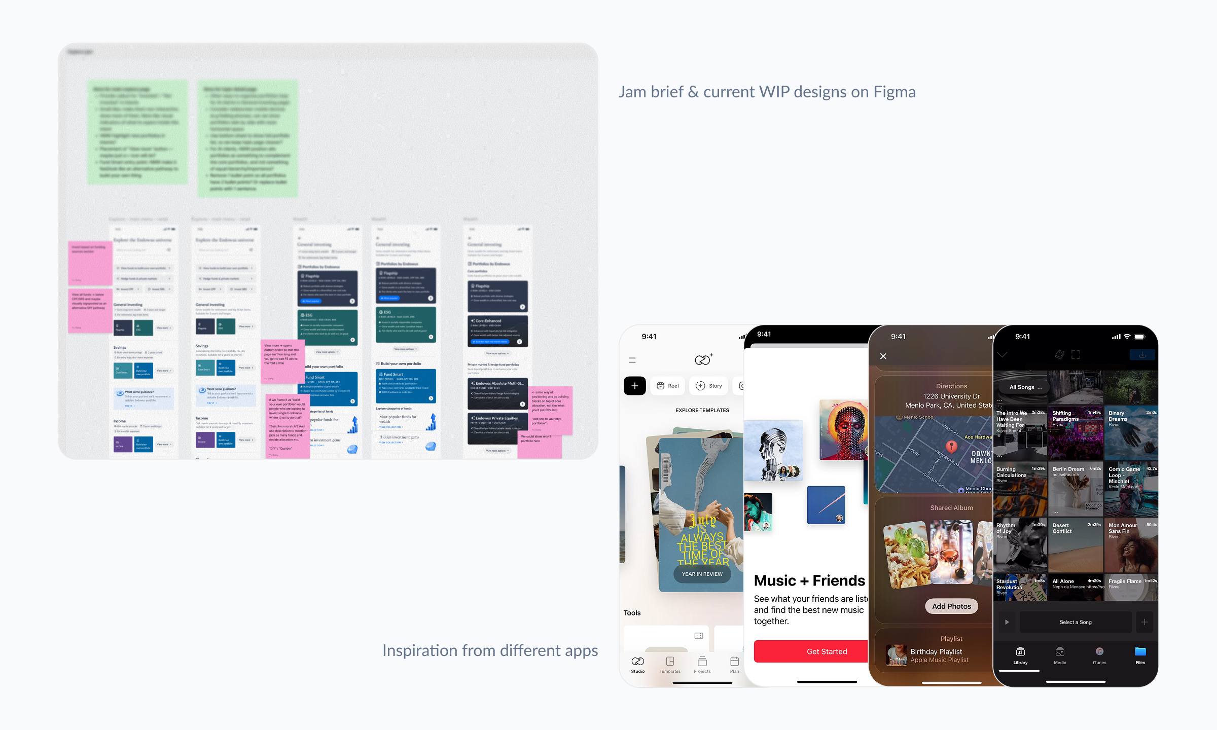 Design team exploration of the Explore visual layout